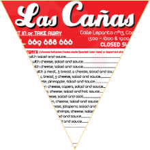 Las Ca&ntilde;as Hamburger Bar Menu, Fuerteventura